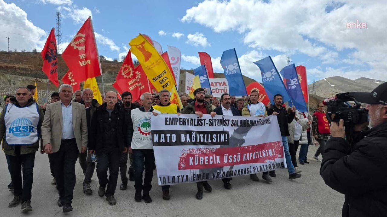 Malatya'da NATO'nun 77. yıl dönümünde Kürecik Üssü'ne protesto yürüyüşü