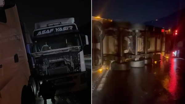 Sakarya D-650'de 3 TIR'lı zincirleme kaza: Bilecik yönü trafiğe kapandı